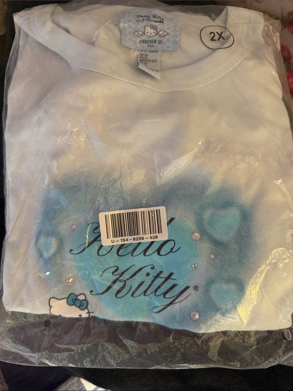 Forever 21 White and Blue Hello Kitty Graphic Tee - 2X